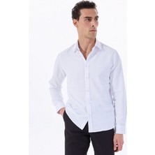 Fabrika Basic Gömlek Yaka Armürlü Beyaz Erkek Gömlek Maydos 502
