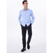 Fabrika Basic Gömlek Yaka Armürlü Mavi Erkek Gömlek Maydos 502