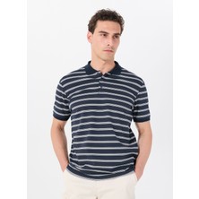 Jeep Çizgili Lacivert Erkek Polo T-Shirt J5SM-TST7383