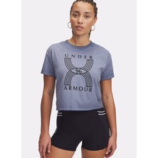 Under Armour 1389568-044 Ua Run 96 Graphic Ss Gri Yuvarlak Yaka Loose Fit Baskılı Kadın T-Shirt