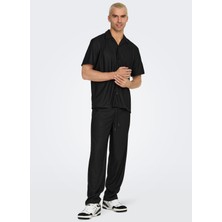 Only & Sons Normal Bel Geniş Paça Siyah Erkek Pantolon Onssınus Lıfe Loose Plızze Pant