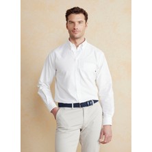 Brooks Brothers Regular Fit Düğmeli Yaka Beyaz Erkek Gömlek BBSS25MSH008