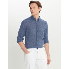 Altınyıldız Classics Slim Fit Düğmeli Yaka Lacivert Erkek Gömlek ACE020252165_LAC