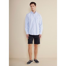 Brooks Brothers Regular Fit Düğmeli Yaka Mavi Erkek Gömlek BBSS25MSH008