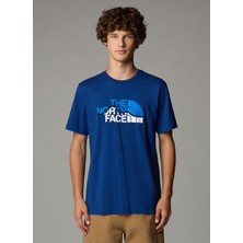 The North Face NF0A87NTD1R1-M Ss Mountaın Lıne Tee Lacivert Bisiklet Yaka Regular Fit Düz Erkek T-Shirt