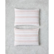 Daisy Stripes Kolay Ütülenir 2'li Yastık Kılıfı 50X70 cm Pembe