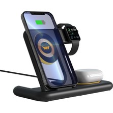 Labs Buff BL40 5in1 Telefon Watch Kulaklık Tutucu Kablosuz LED Işıklı Hızlı Şarj Standı