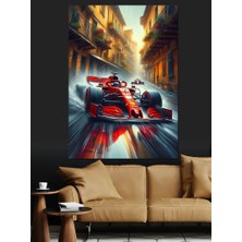 Ekart Kırmızı Formula Arabası Dekoratif Kanvas - Mdf Ahşap Tablo