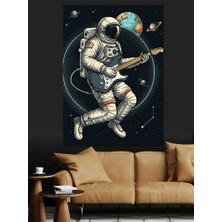 Ekart Gitar Çalan Astronot Dekoratif Kanvas - Mdf Ahşap Tablo