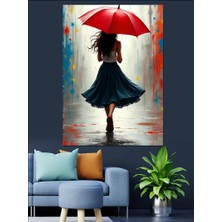 Ekart Şemsiye Altında Kadın Dekoratif Kanvas - Mdf Ahşap Tablo