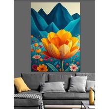 Ekart Renkli Çiçek Deseni Dekoratif Kanvas - Mdf Ahşap Tablo