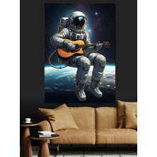 Ekart Gitar Çalan Astronot Dekoratif Kanvas - Mdf Ahşap Tablo