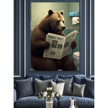 Karizma Tablo Tuvalette Ayı Dekoratif Kanvas - Mdf Ahşap Tablo