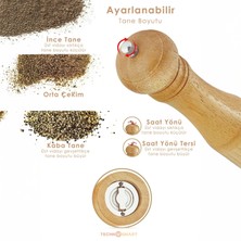 2 Adet 15 cm Küçük Boy Doğal Ahşap Öğütücülü Karabiber Tuz Kahve Baharat Ahşap Değirmen Tuzluk