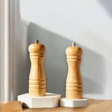 2 Adet 15 cm Küçük Boy Doğal Ahşap Öğütücülü Karabiber Tuz Kahve Baharat Ahşap Değirmen Tuzluk