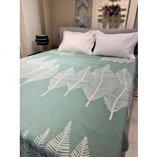 Explore Home, Layana, Çift Kişilik, Pamuklu, Müslin, Yatak Ötüsü - Mentol Yeşili