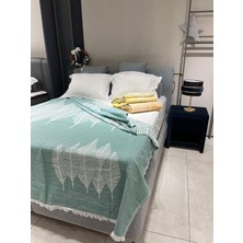 Explore Home, Layana, Çift Kişilik, Pamuklu, Müslin, Yatak Ötüsü - Mentol Yeşili