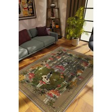 Homshtag Art Deco Mantar Desenli Halı Bitki Temalı Soft Renkli Modern Dijital Baskı Çiçekli Halı