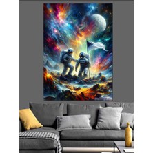 Tablomega Astronotlar ve Gezegenler Dekoratif Kanvas - Mdf Ahşap Tablo