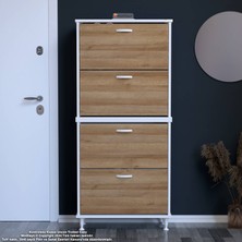 Modilayn UMAY' 2 Li Antre Hol 72 x 168 x 25,5 cm’ lik 4 Düşer Kapak 8 Göz Bölmeli Ayakkabılık