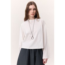 Uzun Kollu Kısa Tshırt Ekru