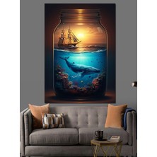 Tablomega Kavanozda Gemi ve Deniz Dekoratif Kanvas - Mdf Ahşap Tablo