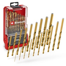 Orijinal Einhell 19 Parçalı HSS-G Titanyum Metal Matkap Ucu Seti (Tamamen Taşlanmış HSS 4341 Çelik, Titanyum Kaplama, 135° Bölünmüş Uç, Frezelenmiş Tip N Spiral, Yuvarlak Şaft) - 49427019