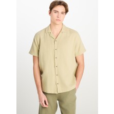 %100 Pamuk Relaxed Fit Geniş Kesim Açık Yeşil Gömlek