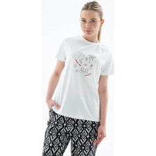 Fashion Friends Baskılı %100 Pamuklu Beyaz Erkek T-Shirt 25Y0308K1