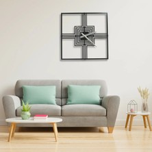Kare Şık Modern Metal Duvar Saati 40 x 40 cm  Siyah