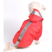 Peti Tailor Köpek Kıyafeti Red Bondit İçi Kürklü Reflektörlü Kapüşonlu Mont Yağmurluk
