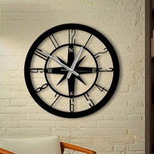 Iç Mekanlar Için Şık Dekoratif Duvar Saati | Siyah Metal | 40  cm  | Sessiz Mekanizmalı