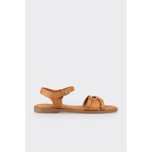 Taba Deri Kadın Düz Sandalet