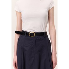 Antik Tokalı Oval Deri Kemer Siyah