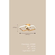 Ey Shop Modern Eskitme Gold Ikili Kare 3 Renk (Beyaz&sarı&günışığı) LED Avize