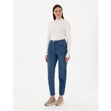 Pierre Cardin Kadın Mavi Mom High Waist Fit Jean Pantolon 50307851-VR036