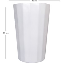 Herdekora Fiber Saksı Köşeli Konik Büyük Beyaz 51X35 Cm.