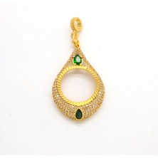 Yarım Altın Çerçeveli Kolye Ucu Altın Kaplama Işlemeli TGR-649