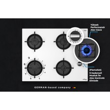 Tommatech TAO6001WG Ankastre Gazlı Ocak 65 cm Beyaz Cam