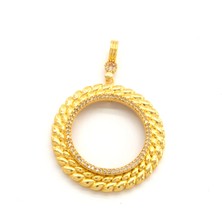 Tam Altın Çerçeveli Kolye​ Ucu Altın KAPLAMA-TGR-613