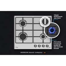Tommatech TAO6006IM Ankastre Gazlı Ocak 60 cm Inox Metal