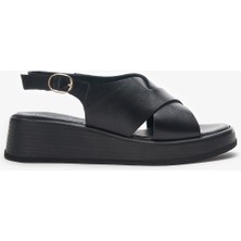 Louis Cardy Holly Siyah Hakiki Deri Kadın Sandalet