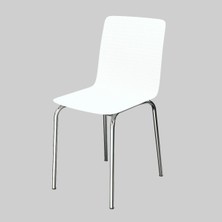Casella Dalmi Krom Metal Ayak Plastik Beyaz Sandalye Mutfak Salon Çalışma Sandalyesi 1 Adet Beyaz