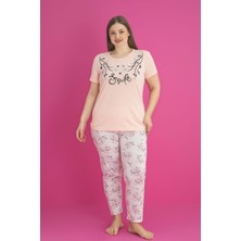 X-Dreamy Büyük Beden Pamuklu Çiçekli Kısa Kollu Pijama Takımı