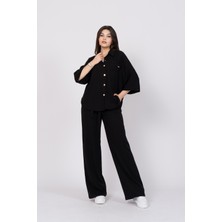 MissVina Modal Kumaş Çıtçıtlı Ceket ve Beli Lastikli Pantolon Takım 1208