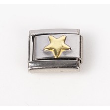 Nur Silver Gold Detay Yıldızlı Çelik Italyan Charmı NUR-İC00014