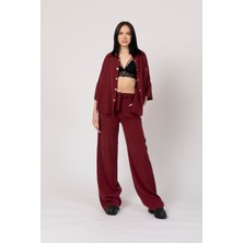 MissVina Modal Kumaş Çıtçıtlı Ceket ve Beli Lastikli Pantolon Takım 1208