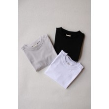 3'lü Basic Etiketli Uzun Kollu T-Shirt Set