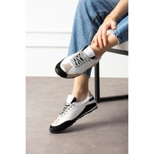Shoetek Rounya Kadın Sneakers Bağcıklı Spor Ayakkabı Beyaz Deri