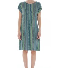 Asn Concept Lacivert Zıkzak Desenli Kadın Elbise( Büyük Beden Seçeneğiyle)